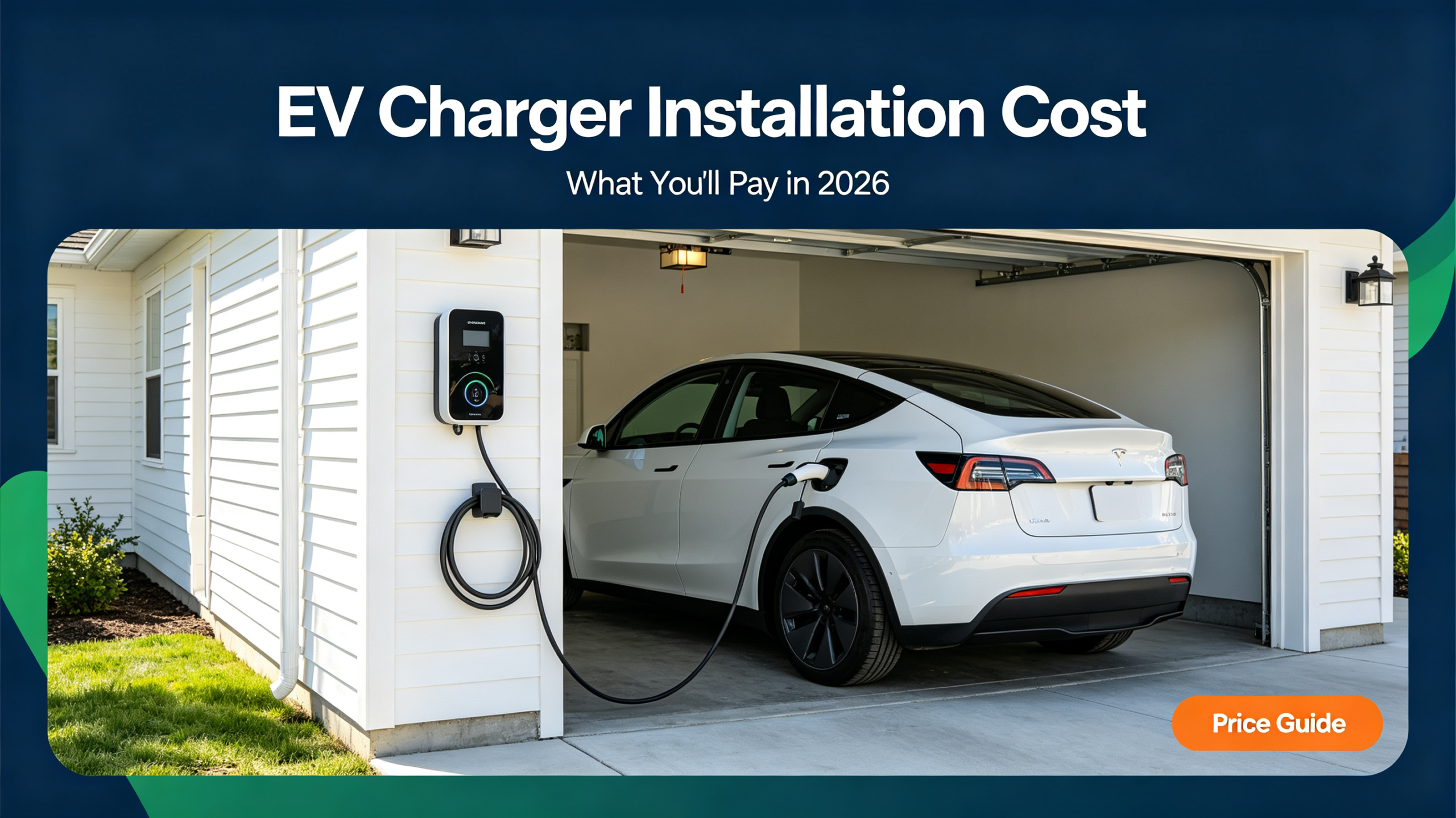 EV charger installation cost - Level 2 charger mounted on a garage wall