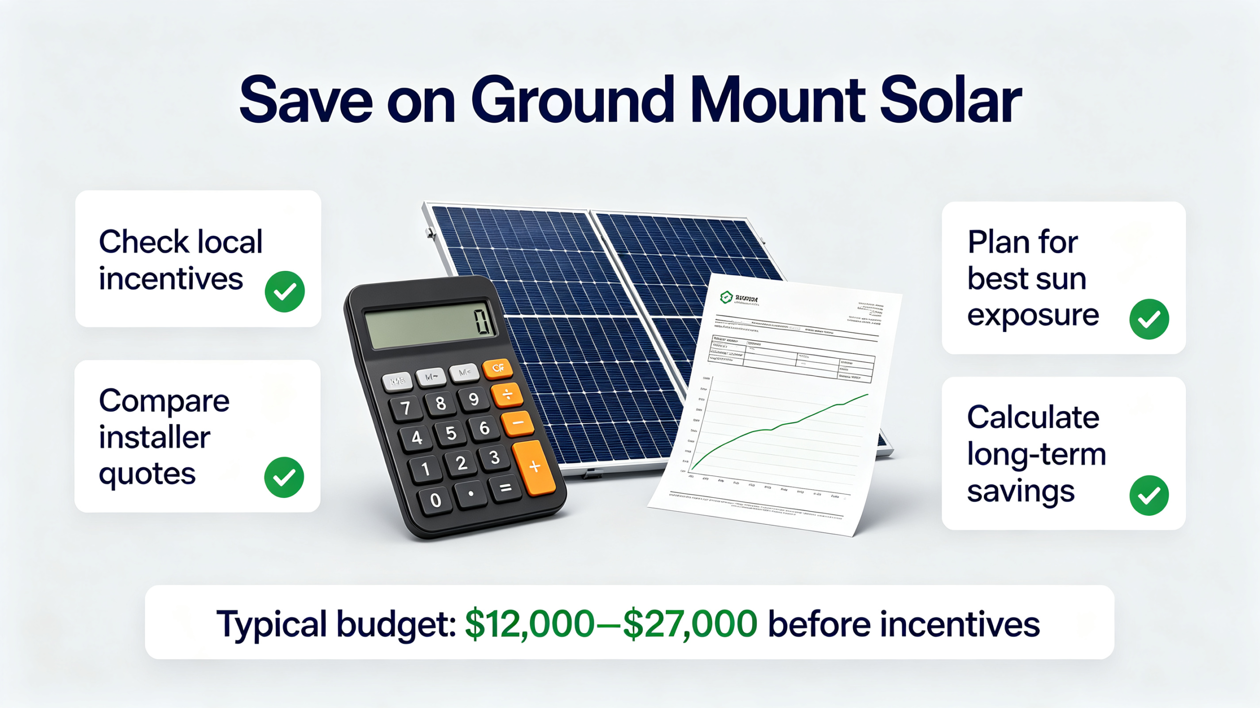 Ground mounted solar cost - a racked solar array installed in a backyard