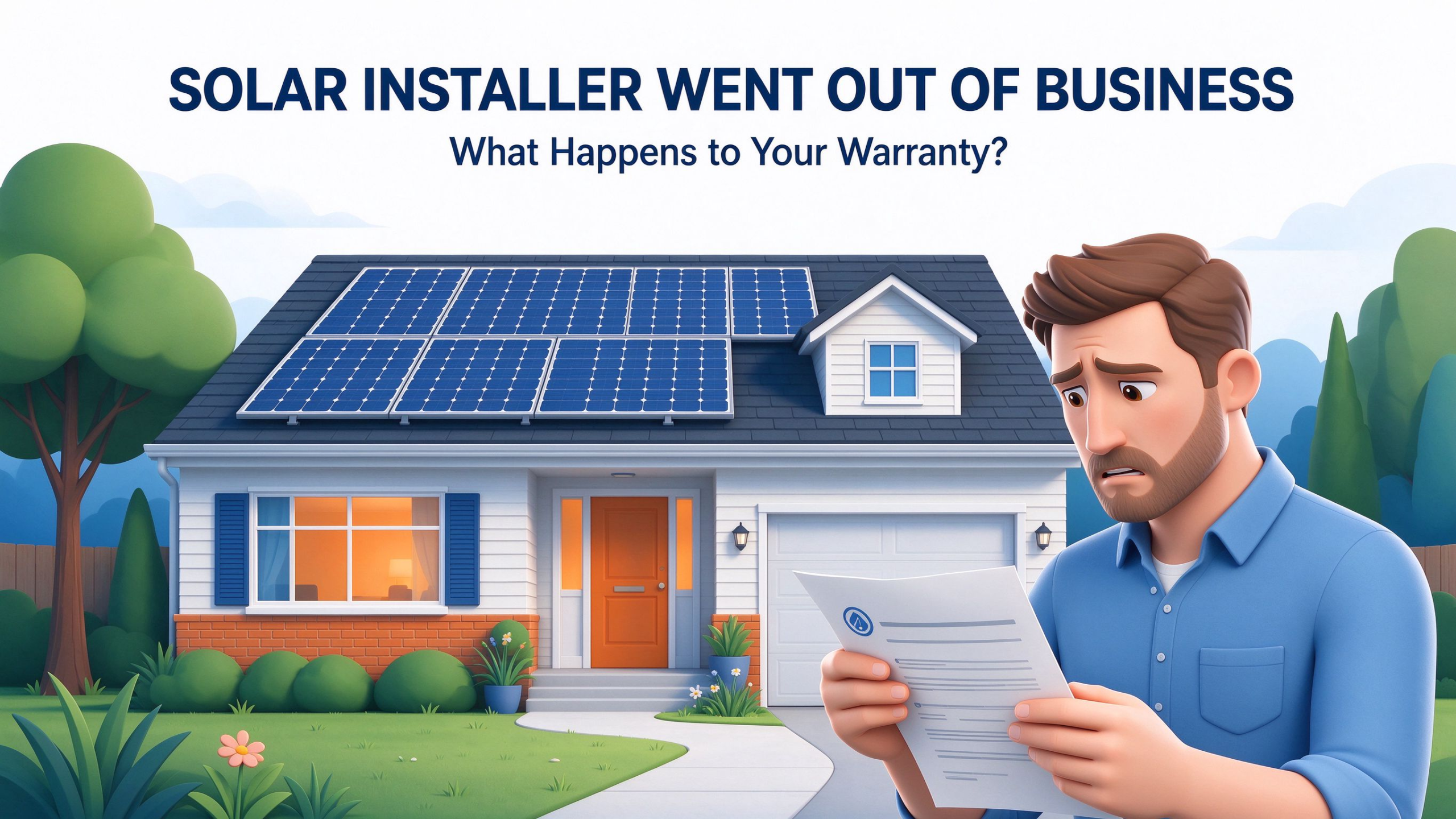 Solar installer went out of business - homeowner reviewing warranty documents for a rooftop array