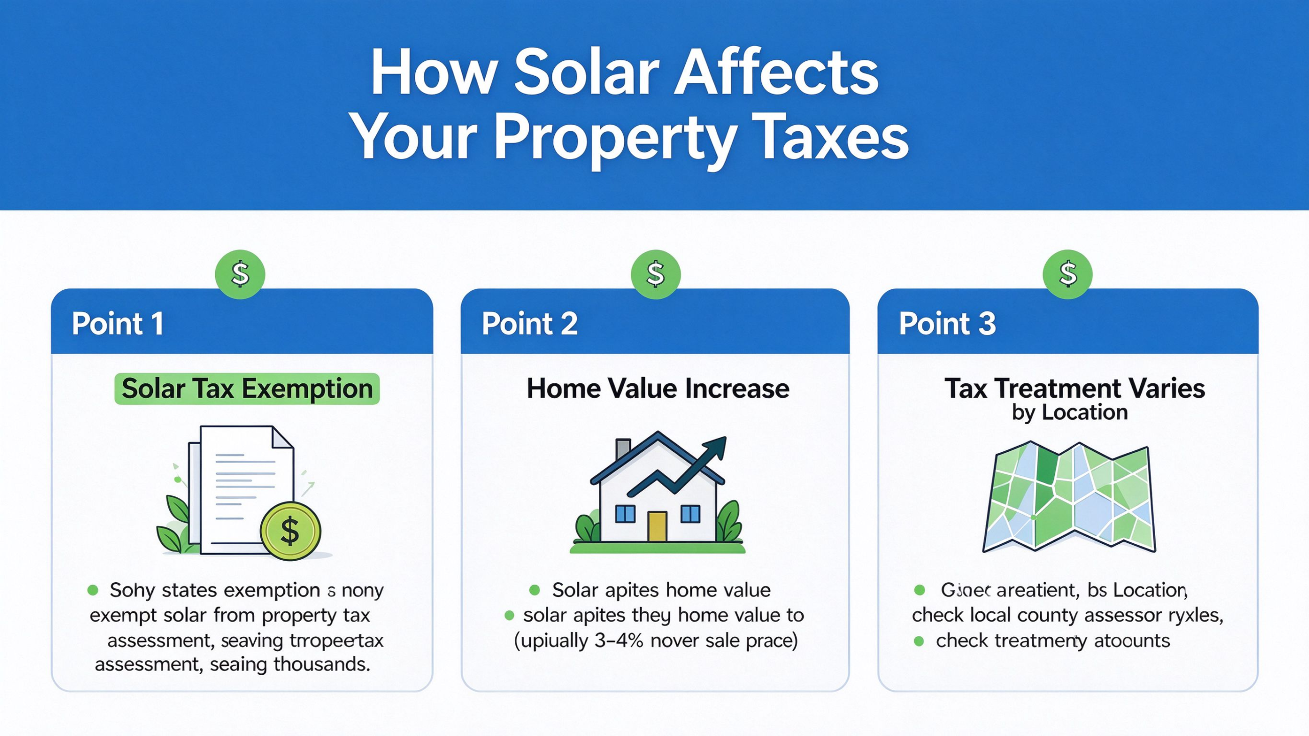 Solar panels on a house roof with property tax paperwork on a table