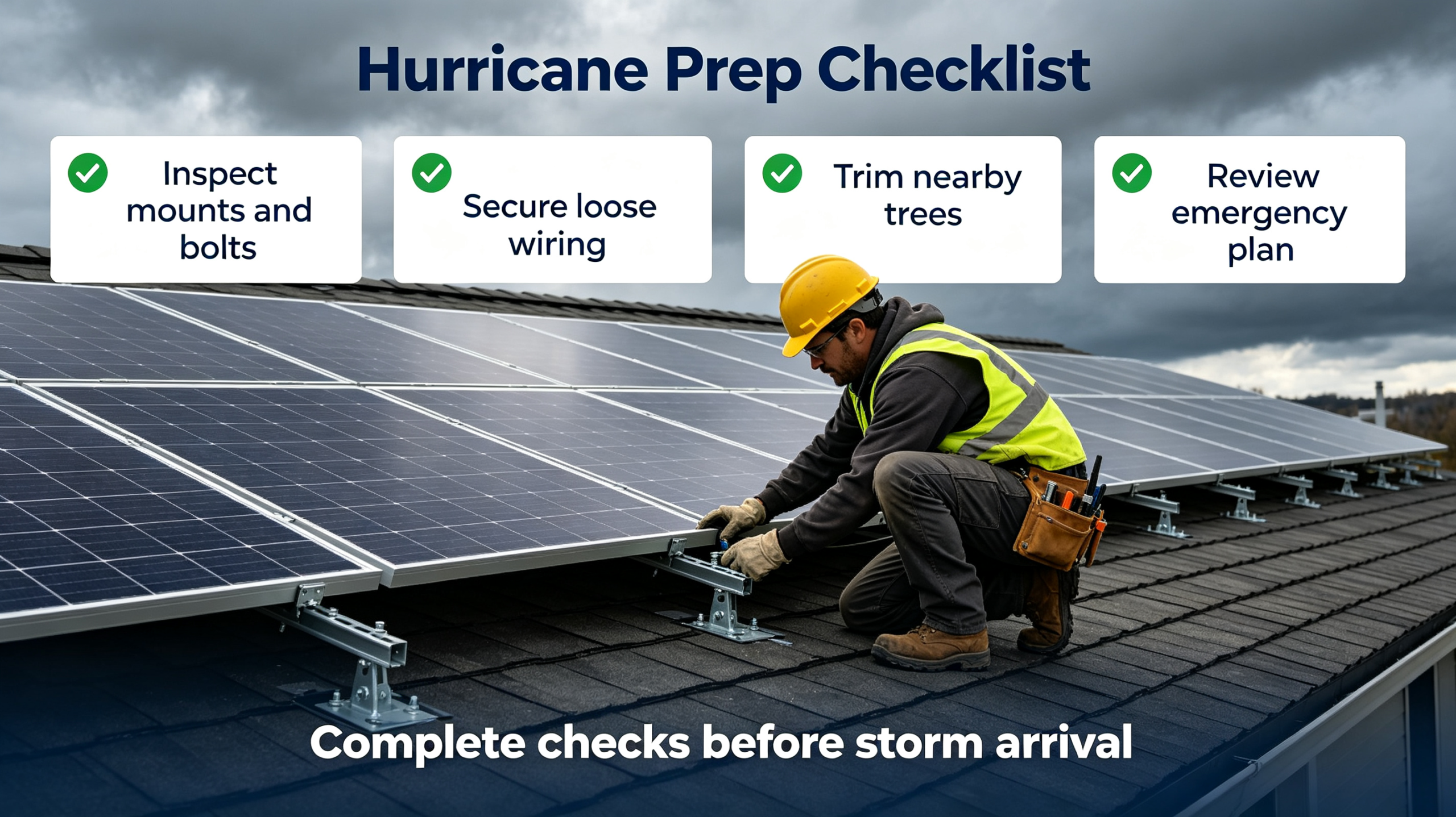 Are solar panels hurricane proof - rooftop array secured against high wind