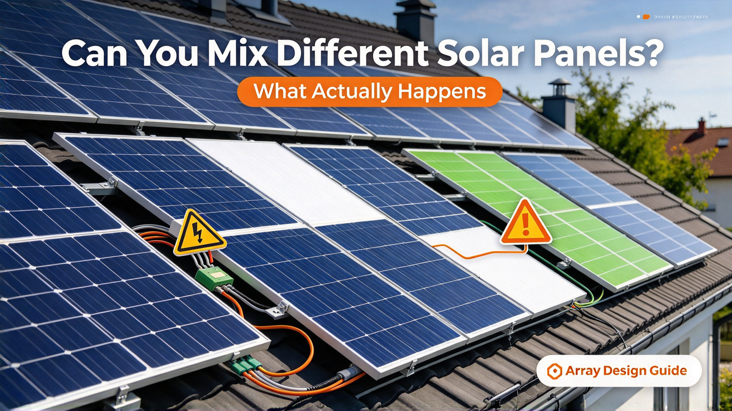Two different sized solar panels wired together on a test bench showing series and parallel connections